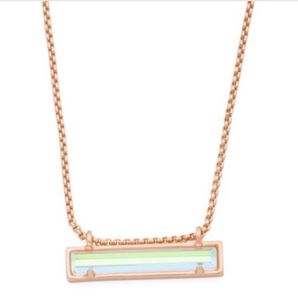 EUC Kendra Scott Leonor Bar Necklace in Rose Gold Dichroic Glass - Picture 1 of 2
